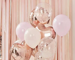 Luxe Rose Gold &amp; Confetti Birthday Balloon Bouquet